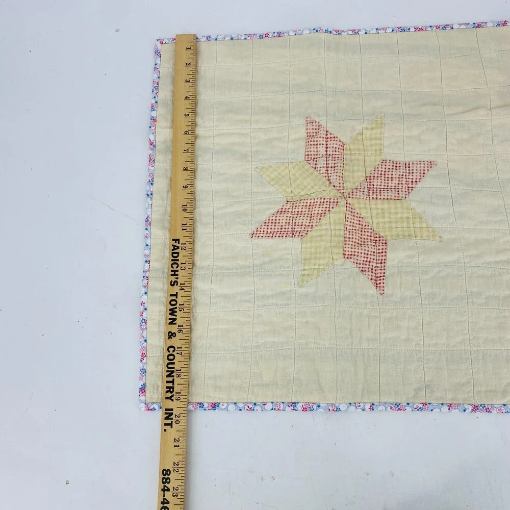 Vintage Handmade Virginia Star Quilt Block 20x20 Cotton Quilt Piece Craft Decor